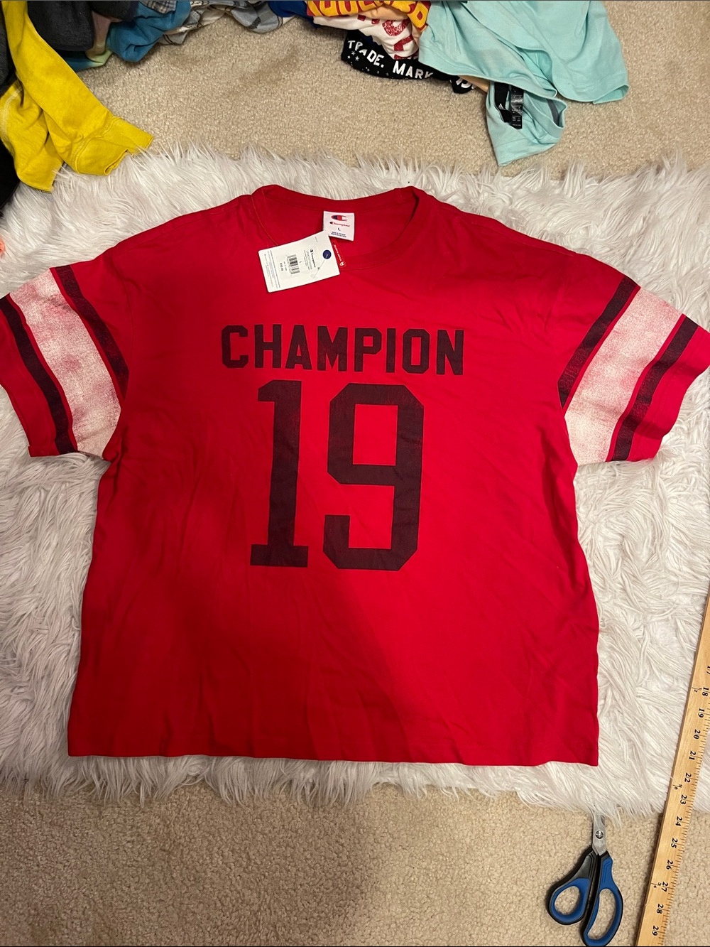 Champion Red Kids' Graphic Jersey Tee with Black Number 19